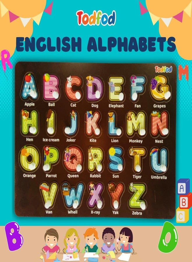 TodFod 4-in-1 Educational Wooden Puzzle Toy for Kids with Gujarati Kakko, English Alphabets (ABCD), Numbers, and Shapes - Safe Wooden Toys for Toddlers and Preschool Learning - Image 1